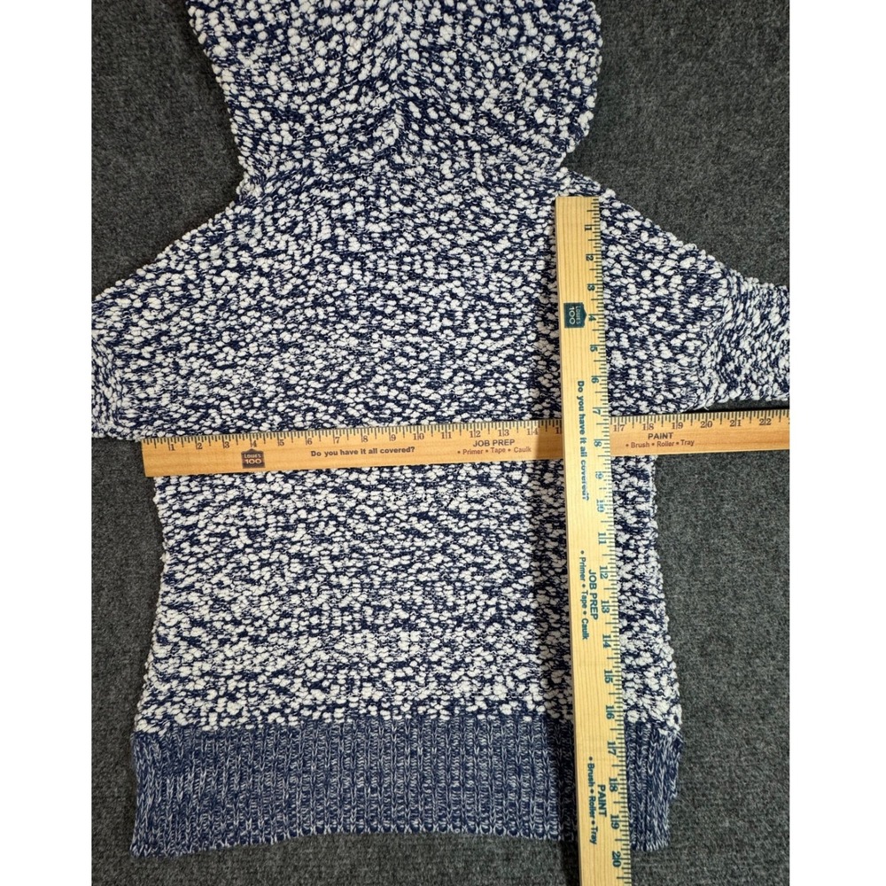 Almost Famous Womens Blue White Popcorn Knit Hoodie Sweater Small 109774JCP - Picture 4 of 4